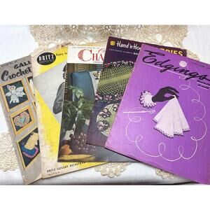 Vintage 1950s Set of 5 Assorted Crochet & Knitting Booklets by Coats Star Dritz